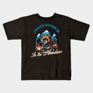 Grumpy bear would rather be in the mountains Kids T-Shirt